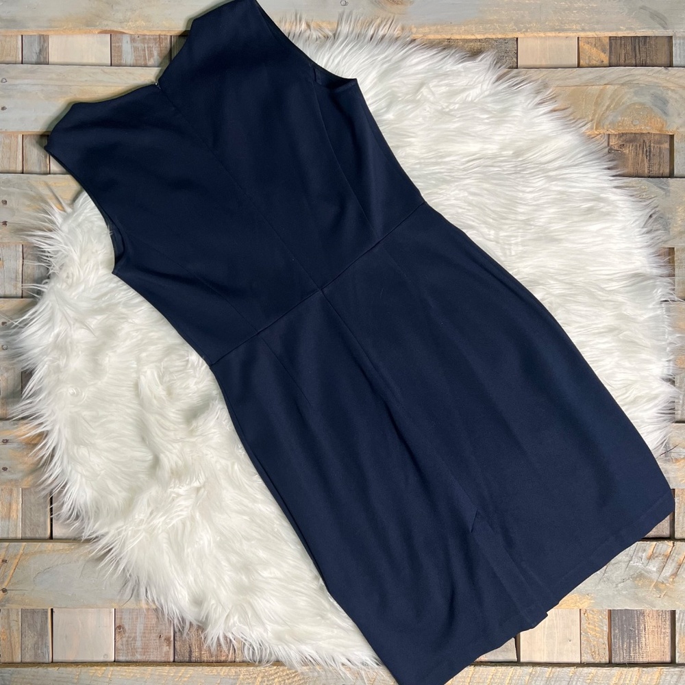 EUC [Brooks Brothers] Navy Blue Essential Stretch Classic Midi Dress | 6 Small - Picture 4 of 13